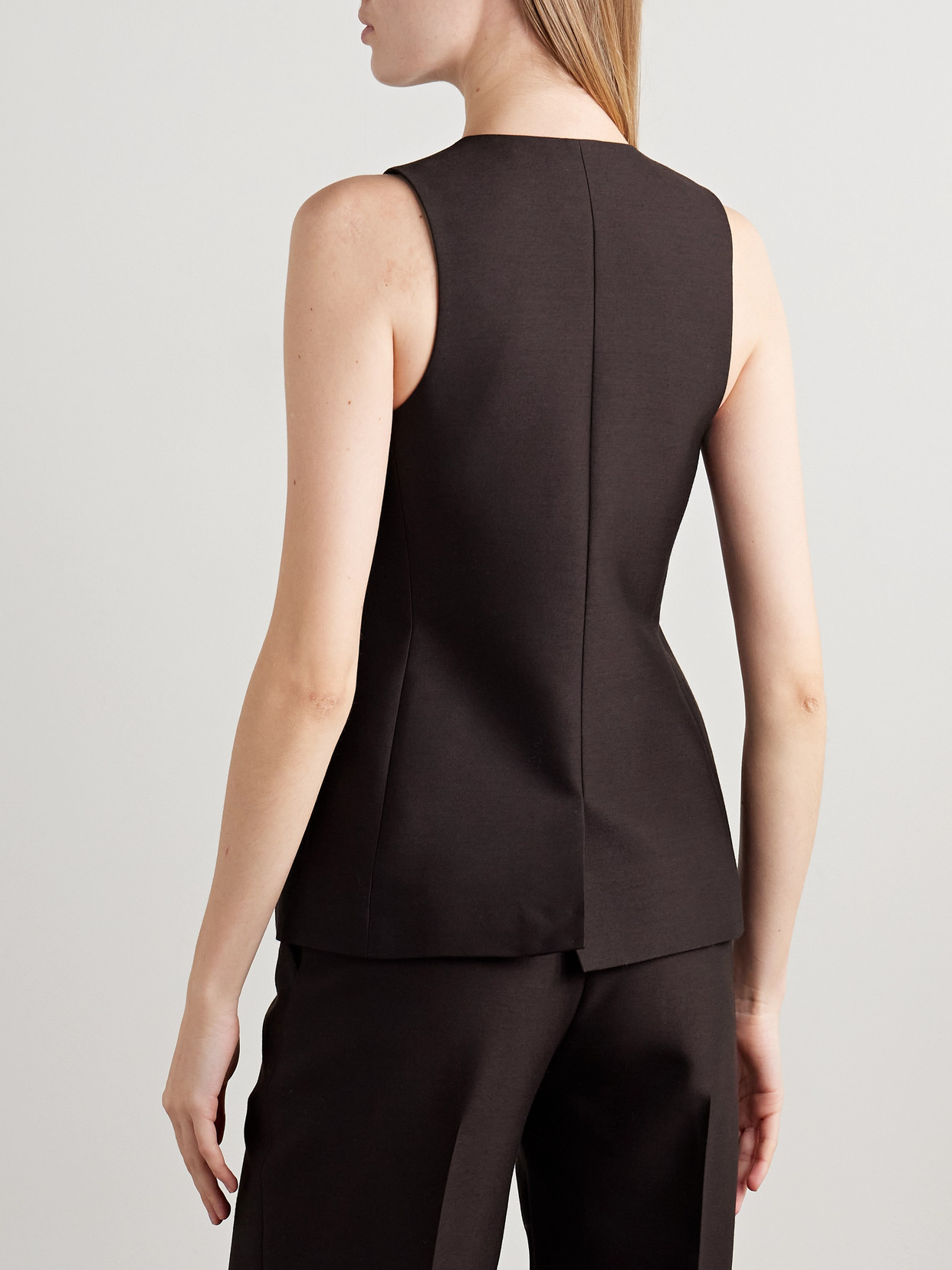 Kallmeyer Ira Wool And Silk-blend Twill Vest In Brown