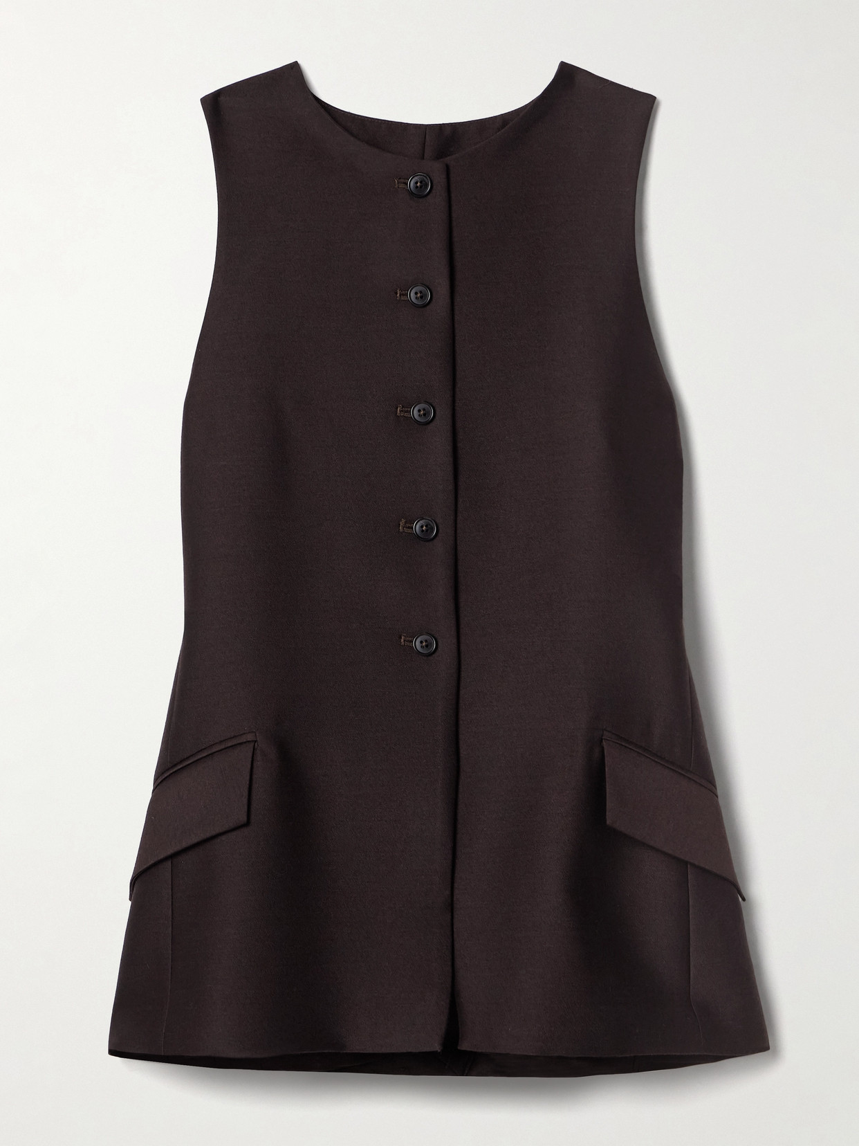 Kallmeyer Ira Wool And Silk-blend Twill Vest In Brown