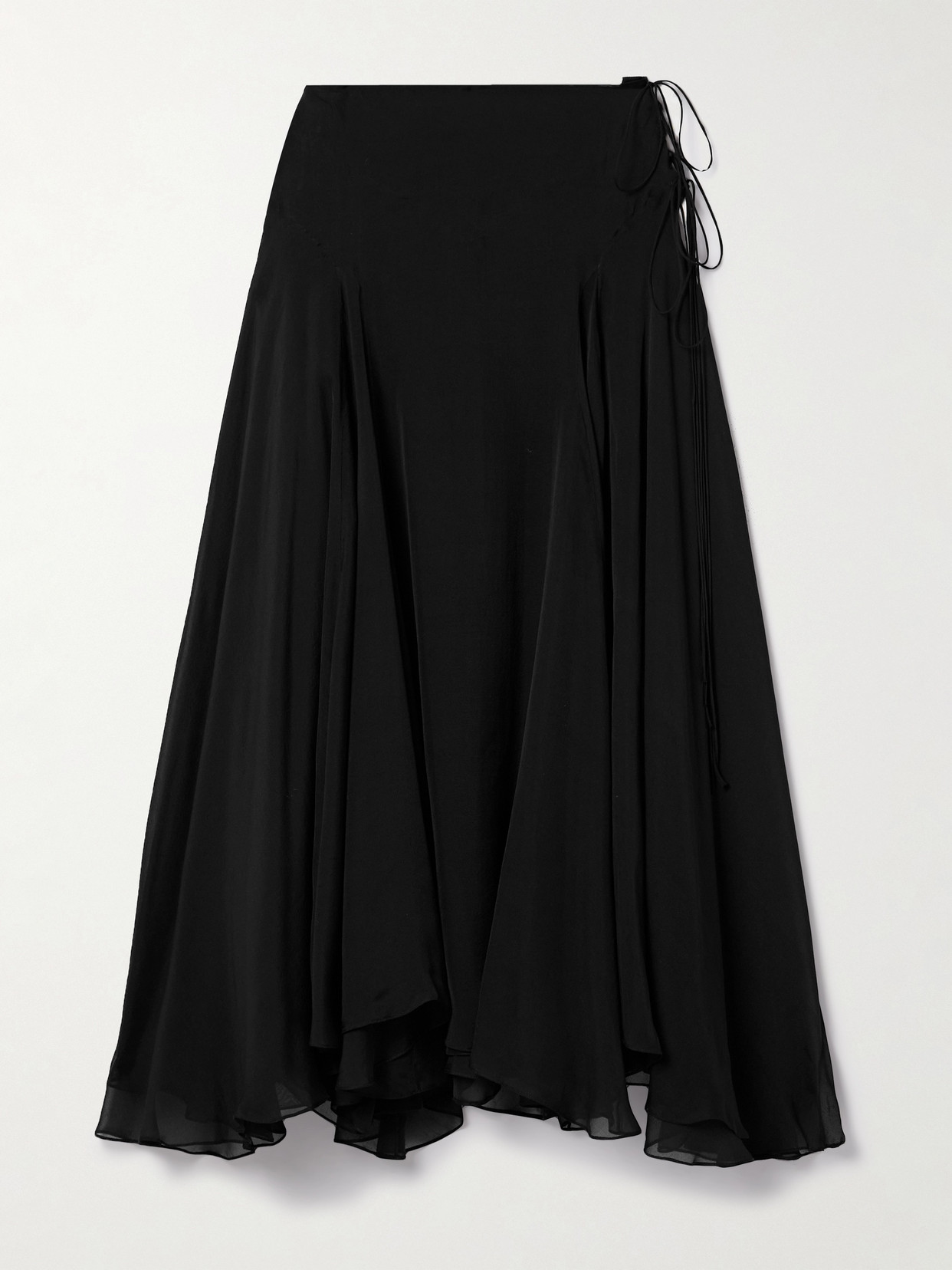 Kallmeyer Alyse Asymmetric Pleated Silk-chiffon Skirt In Black
