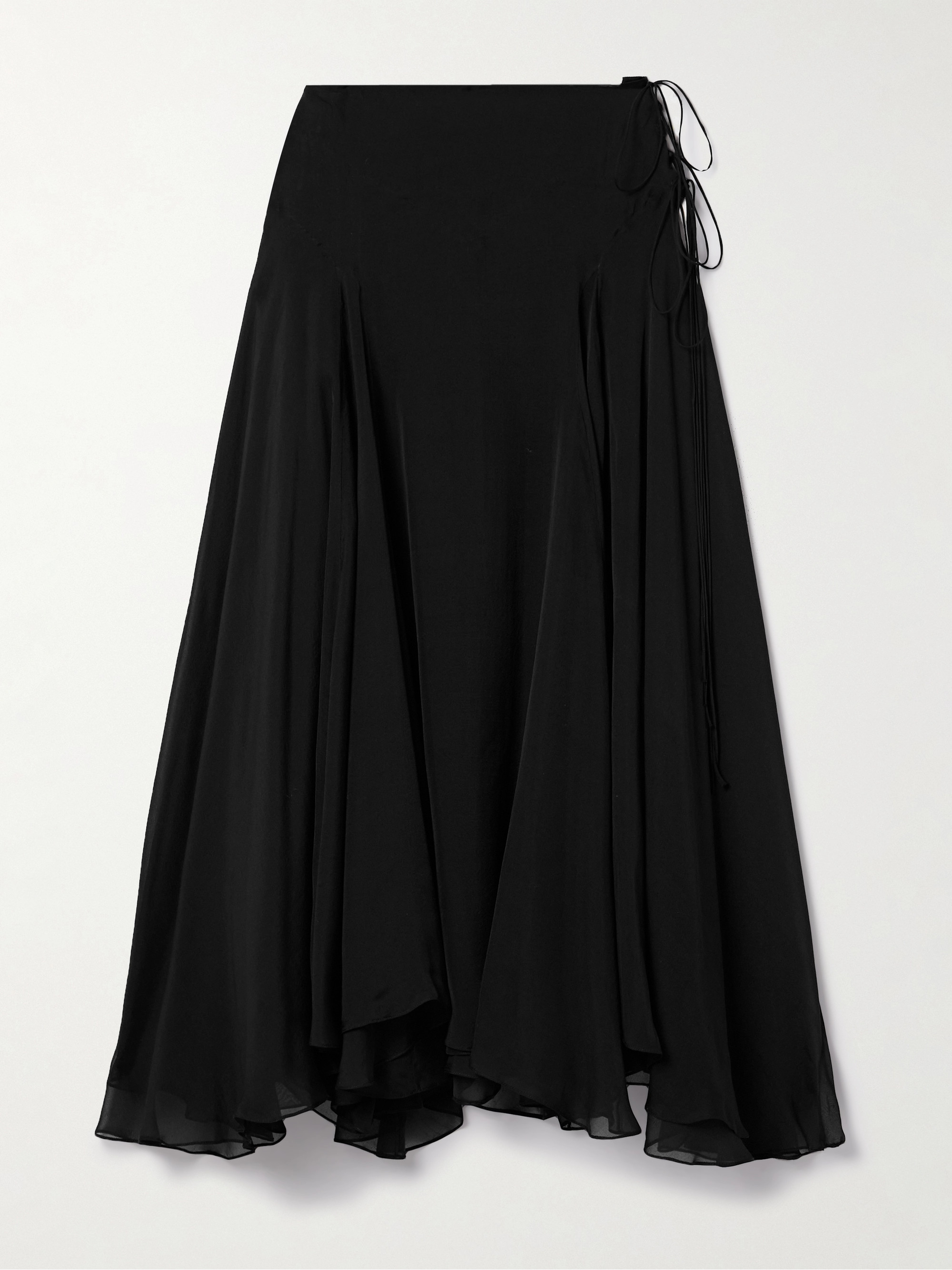 KALLMEYER Alyse asymmetric pleated silk-chiffon skirt