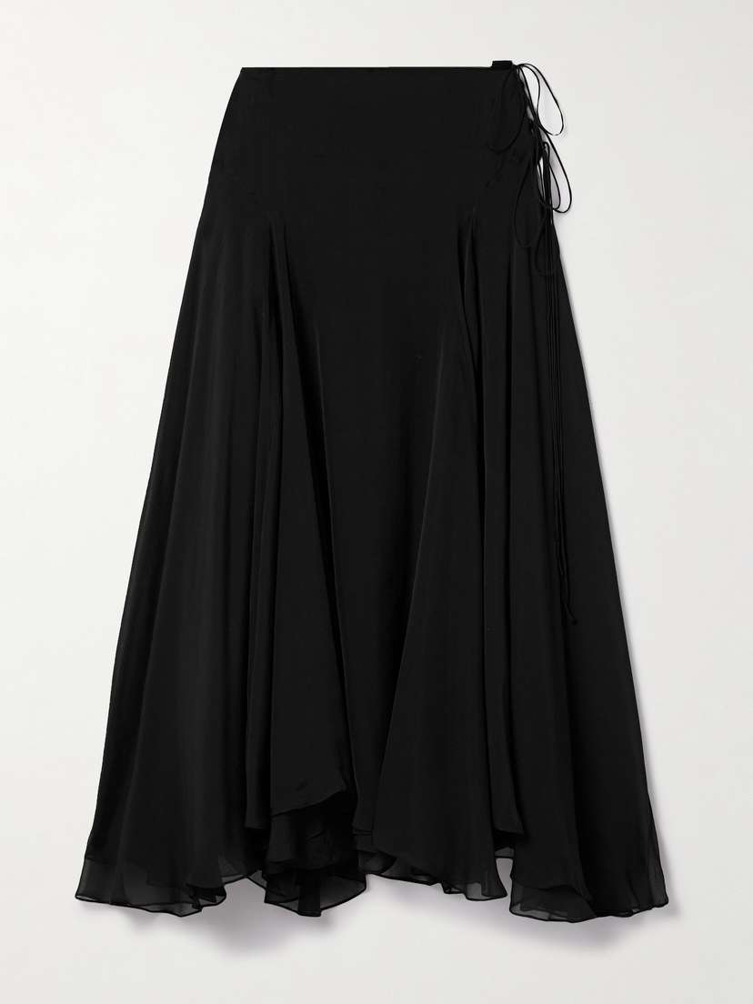 Kallmeyer Alyse Asymmetric Pleated Silk-chiffon Skirt