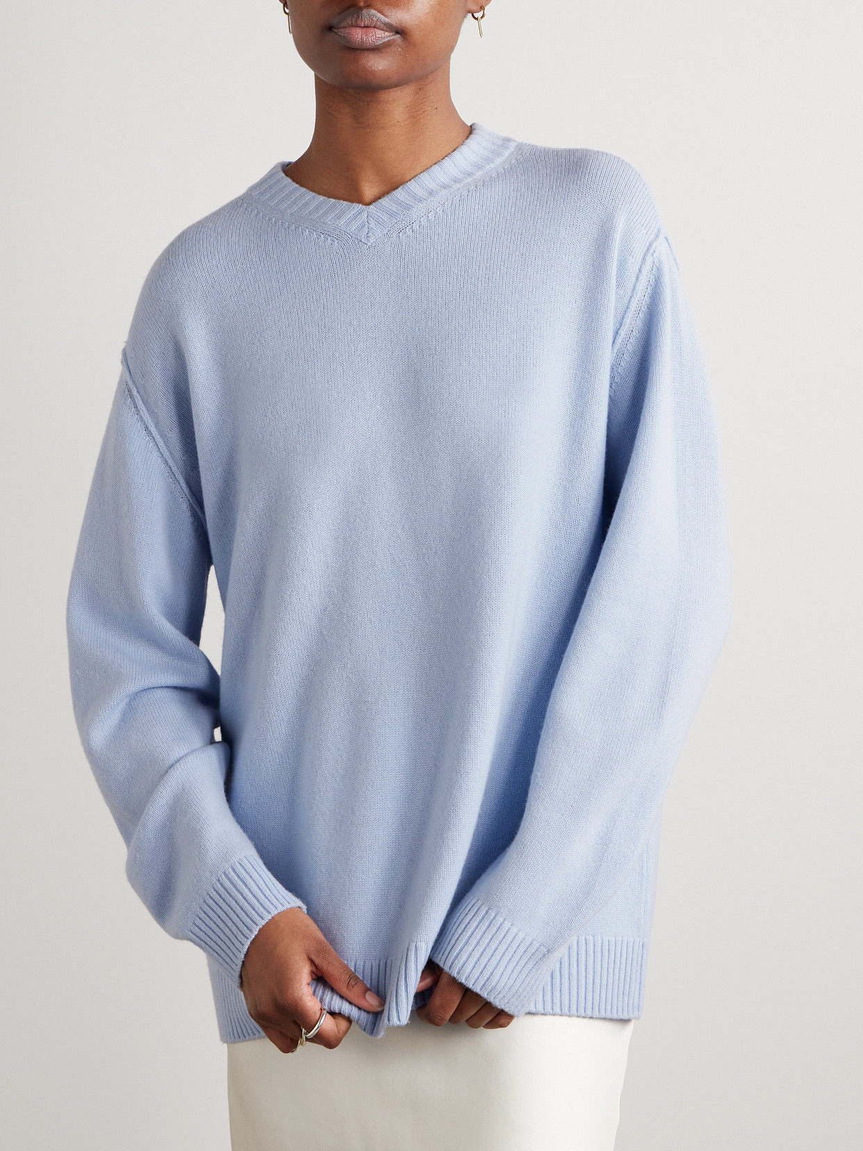 Kallmeyer Lena Wool And Cashmere-blend Sweater In Blue
