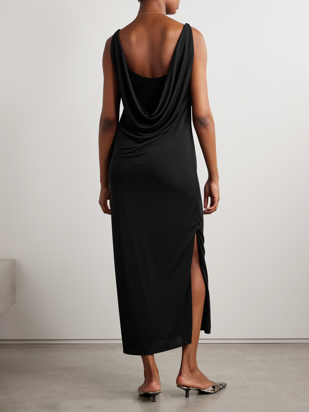Kallmeyer Odessa Draped Stretch-jersey Midi Dress In Black