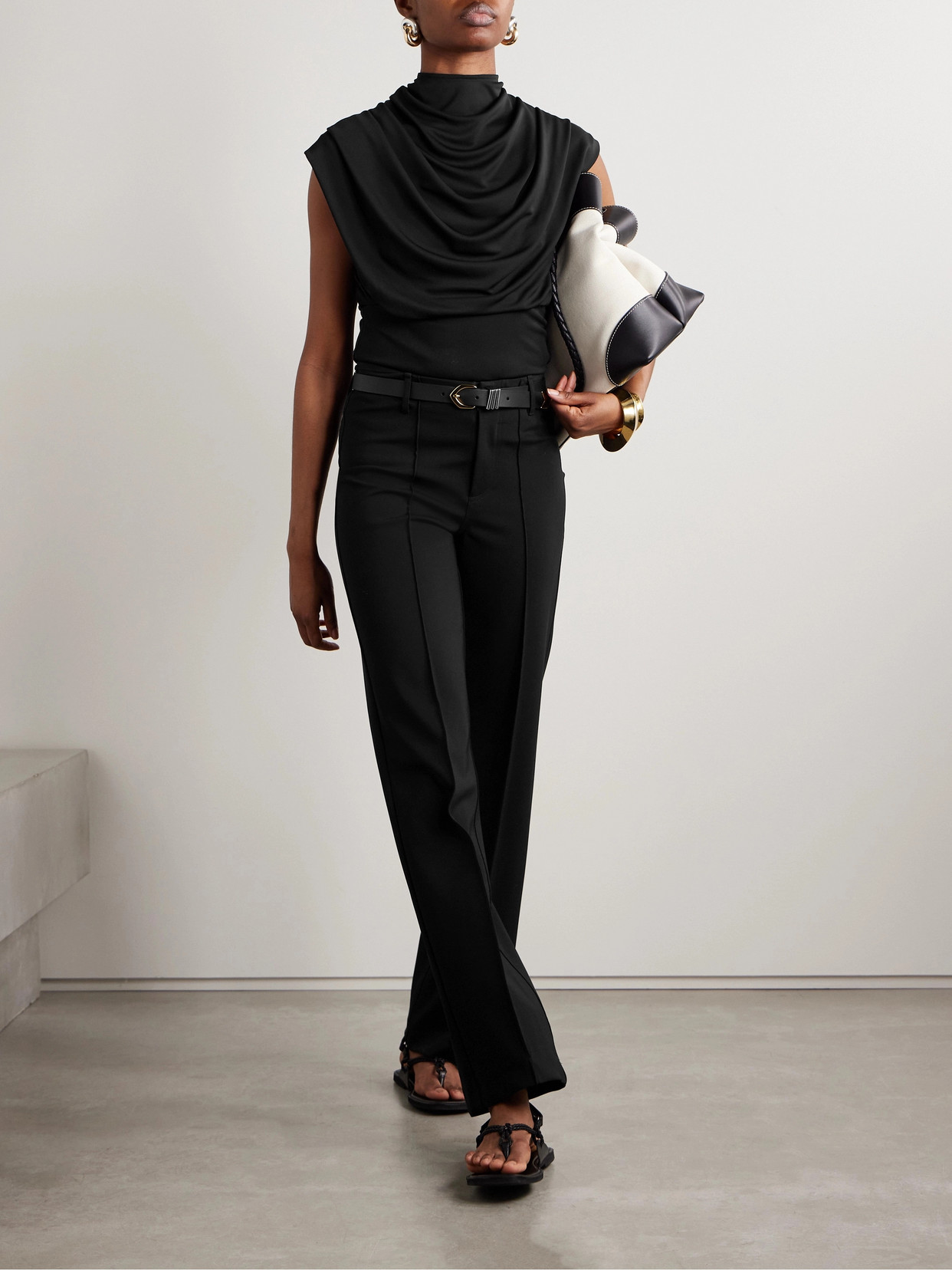 Kallmeyer Damian Striped Twill Straight-leg Pants In Black