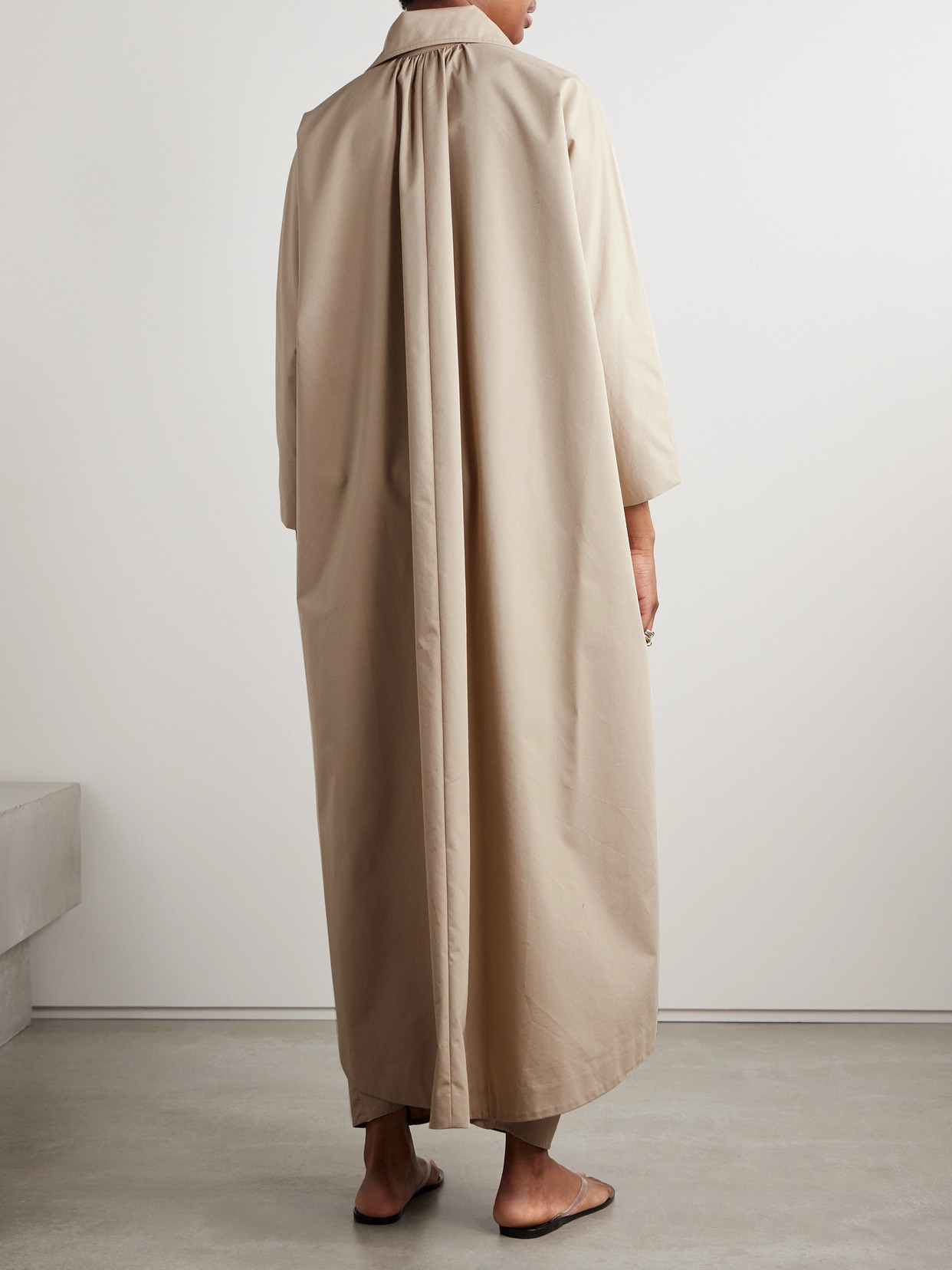 Kallmeyer Tavi Pleated Cotton-blend Twill Trench Coat In Neutrals