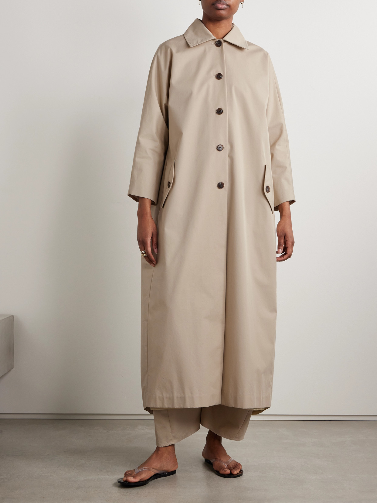 Kallmeyer Tavi Pleated Cotton-blend Twill Trench Coat In Neutrals