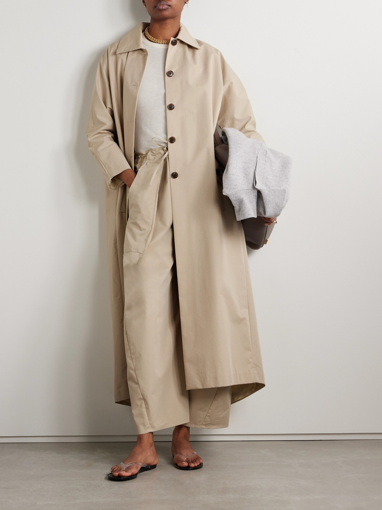 Kallmeyer Tavi Pleated Cotton-blend Twill Trench Coat In Neutrals