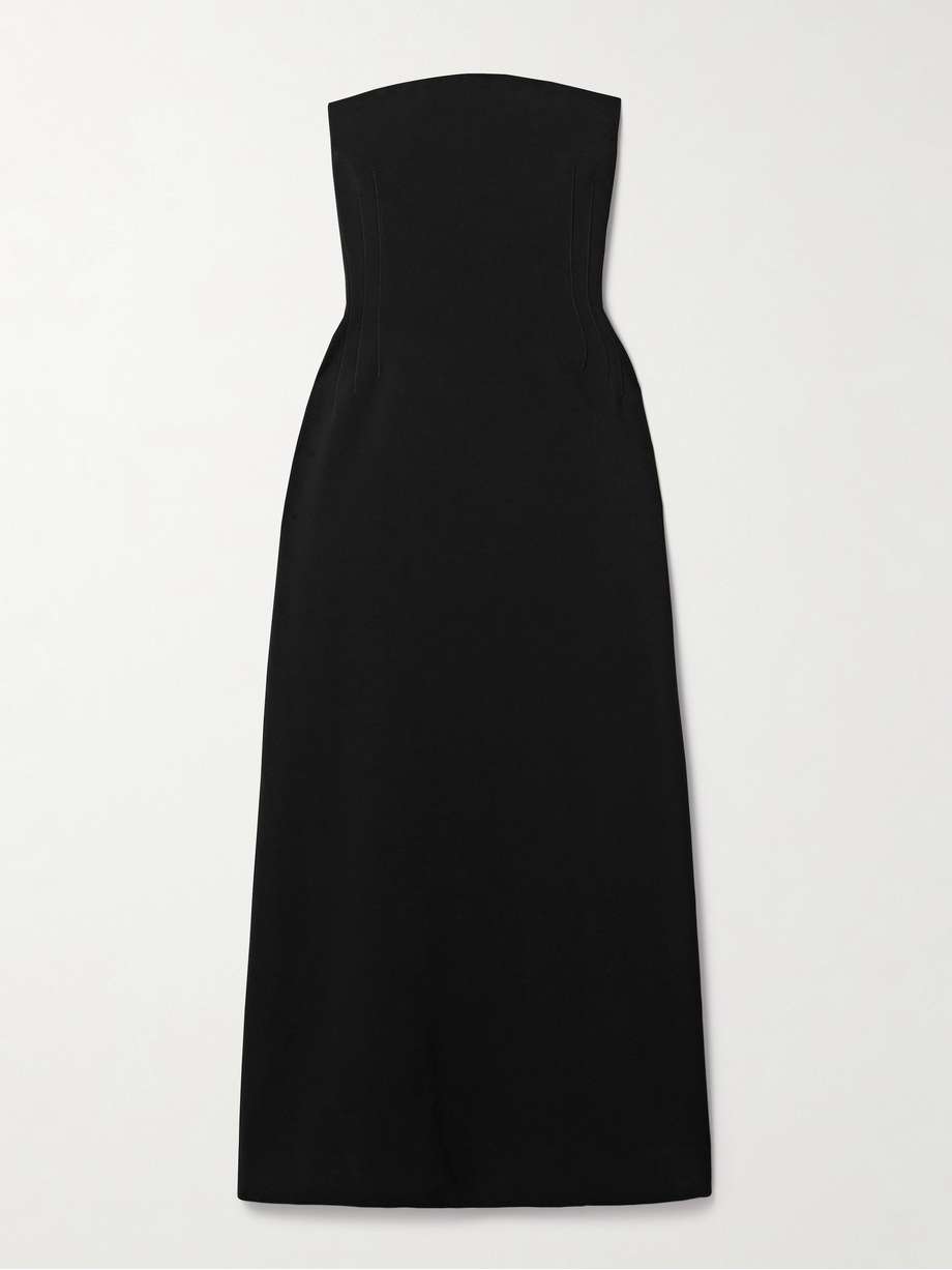 blaise strapless crepe midi dress