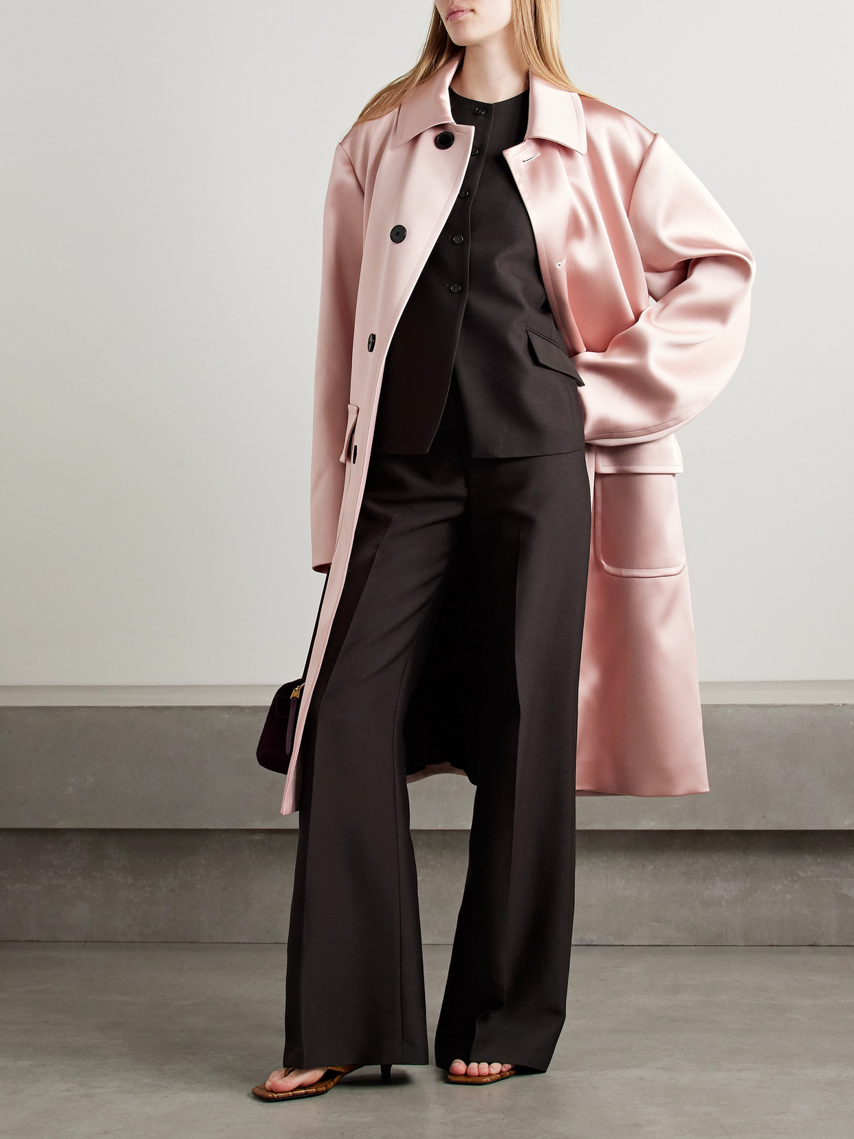 Kallmeyer Athena Wool And Silk-blend Twill Wide-leg Pants In Brown