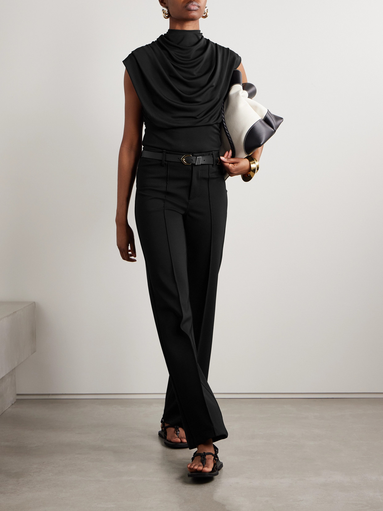 Kallmeyer Jocelyn Draped Stretch-jersey Top In Black