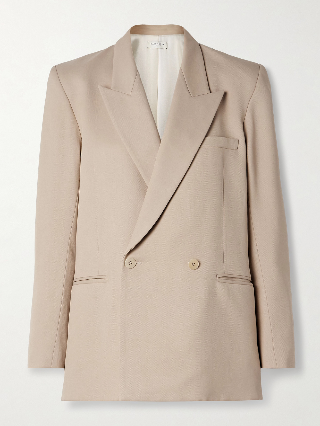 Kallmeyer Emilio Double-breasted Wool-blend Twill Blazer In Neutrals