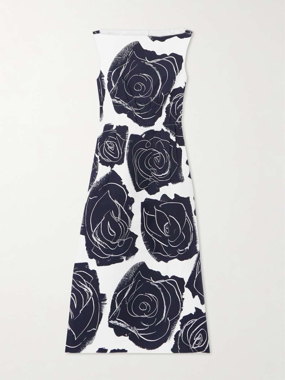 printed cotton-poplin midi dress