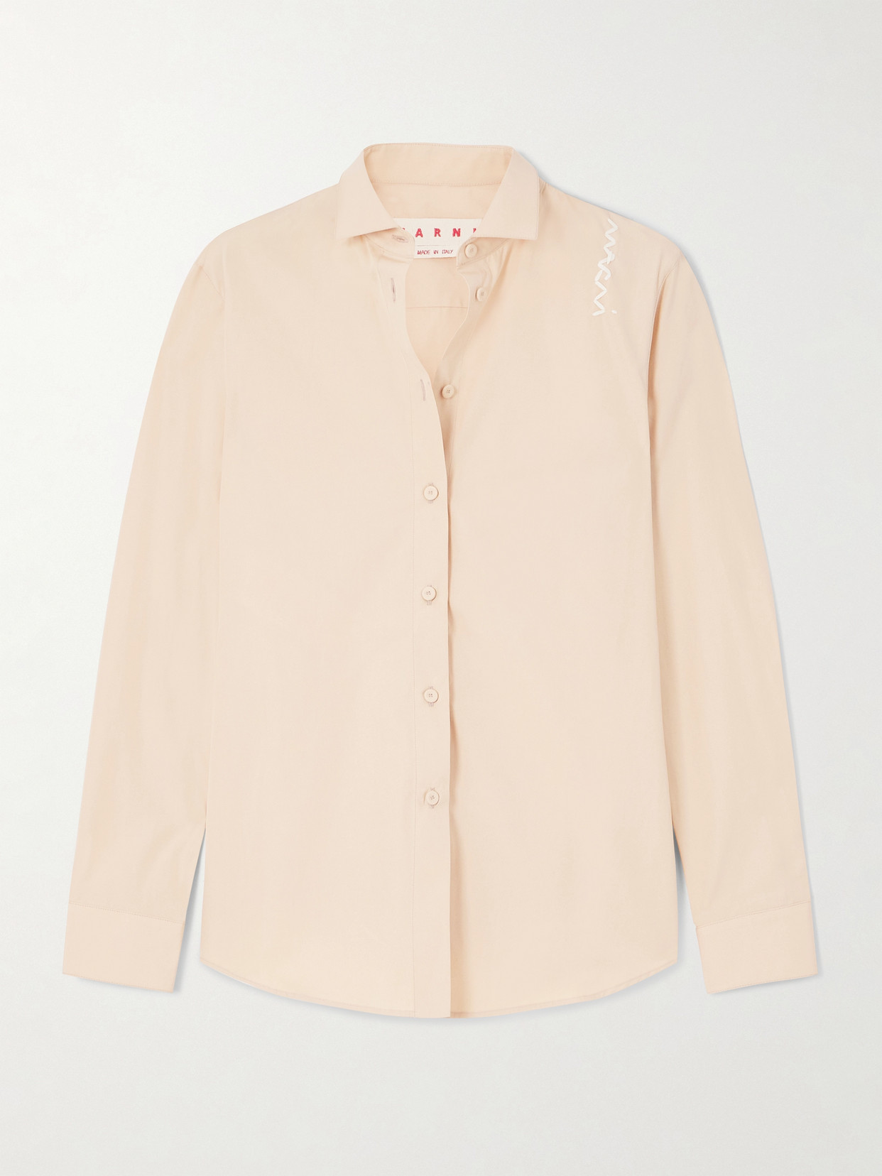 Marni Embroidered Organic Cotton-poplin Shirt In Orange