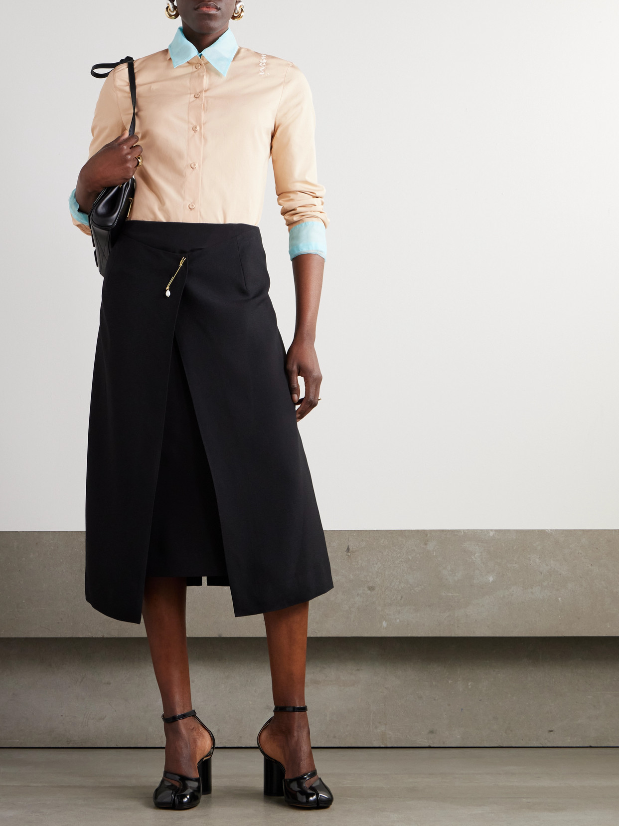 Marni Embroidered Organic Cotton-poplin Shirt In Orange