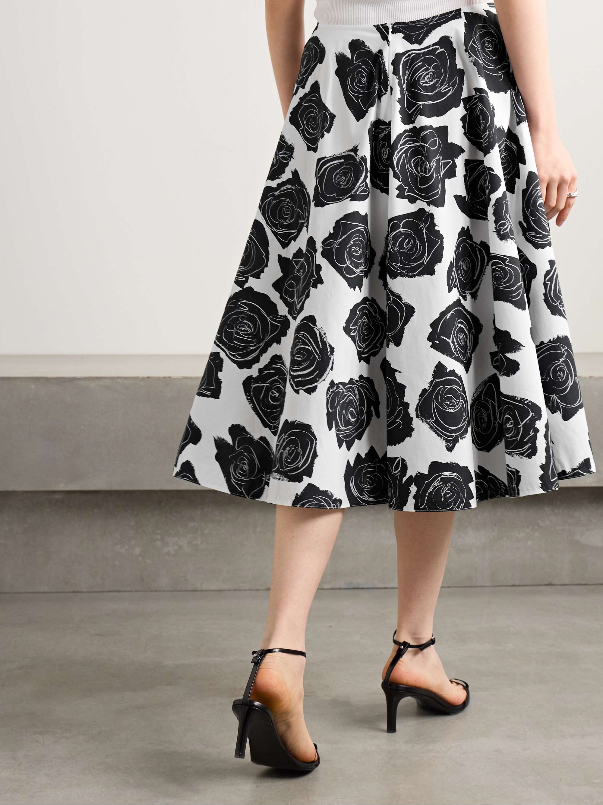 MARNI Pleated floral-print cotton-poplin midi skirt | NET-A