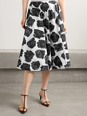 Marni Pleated floral-print cotton-poplin midi skirt