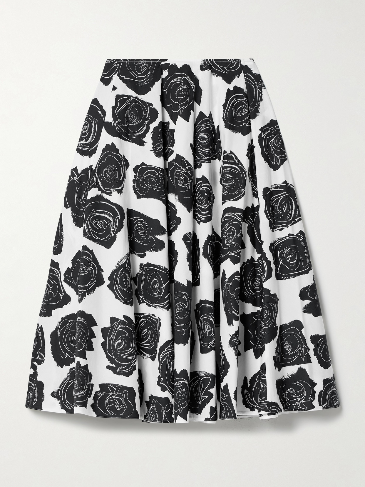 Marni - Pleated Floral-print Cotton-poplin Midi Skirt - White