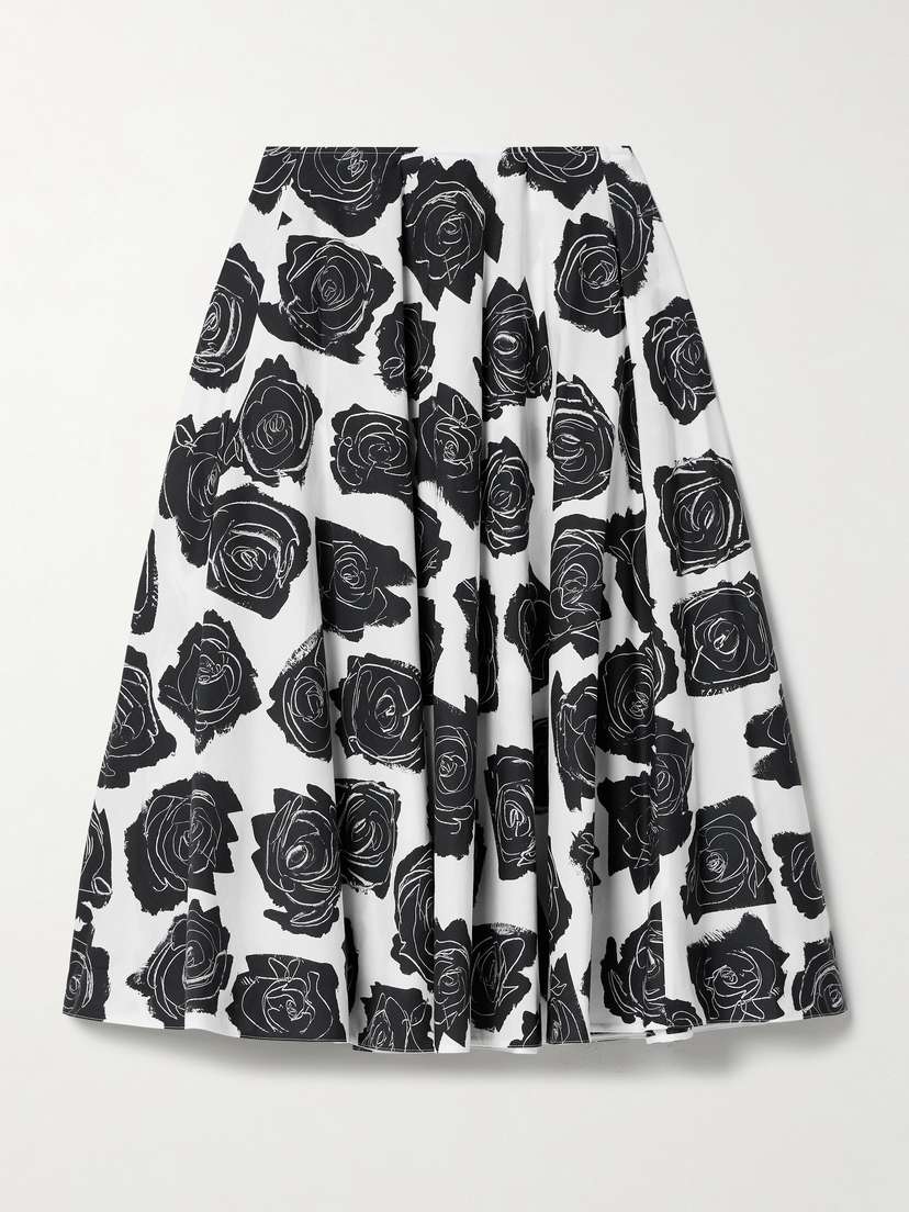 Marni Pleated Floral-print Cotton-poplin Midi Skirt - IT36