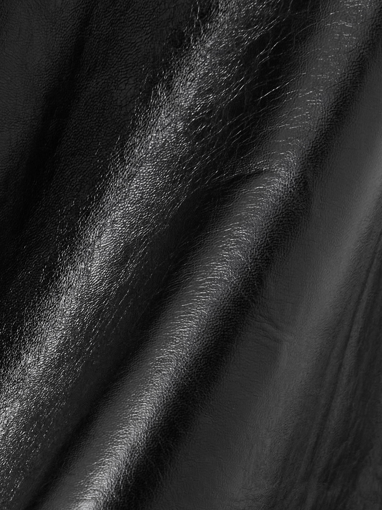Paneled Crinkled-Leather Midi