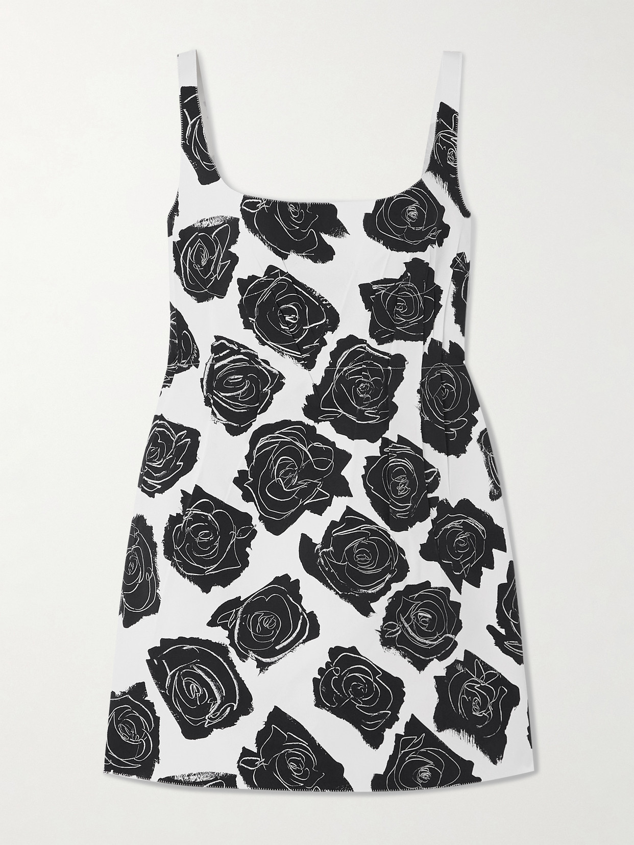 Marni Pleated Floral-print Cotton-poplin Mini Dress In White