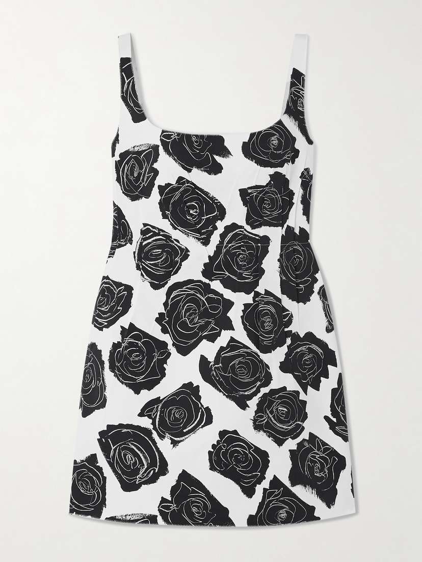 Marni Pleated Floral-print Cotton-poplin Mini Dress