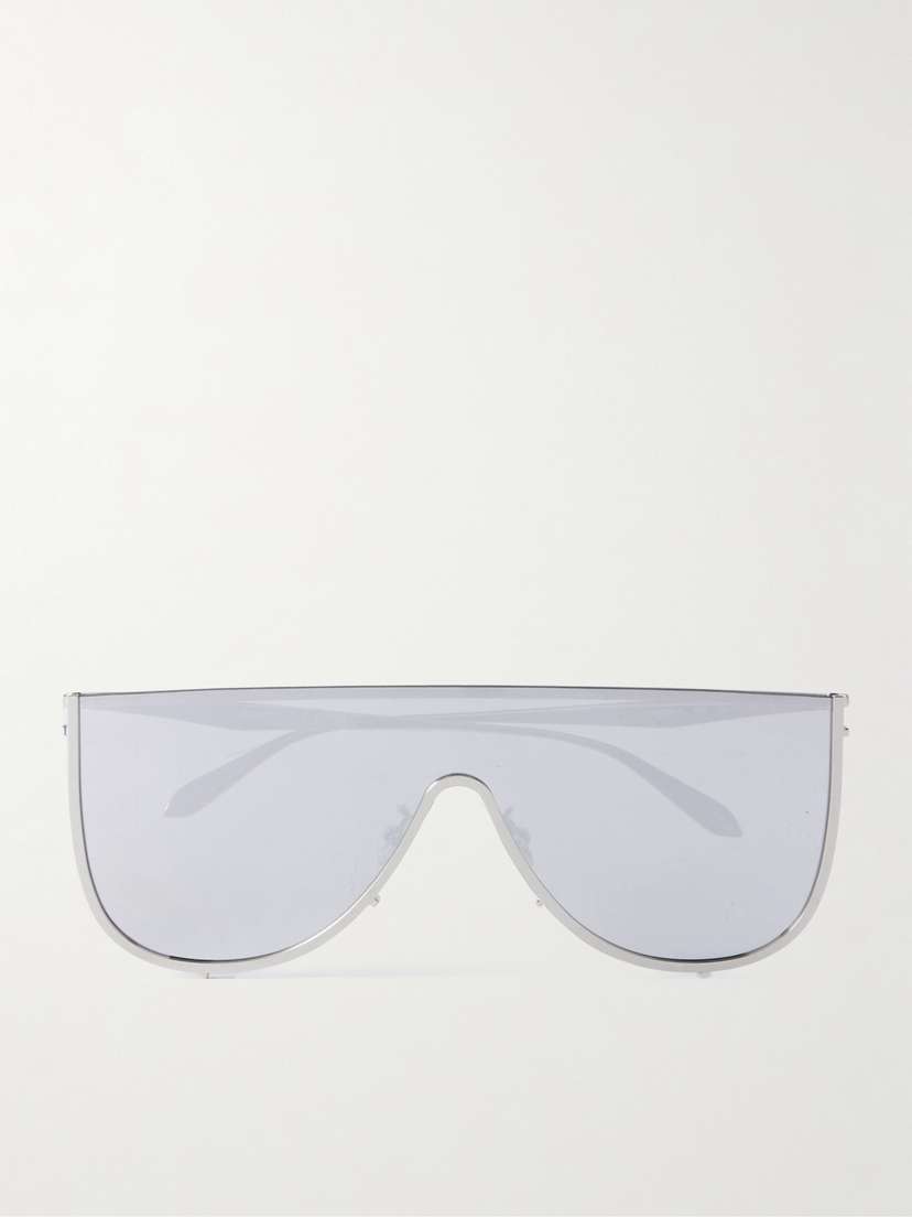 Alaïa Mask Large D-frame Silver-tone Sunglasses