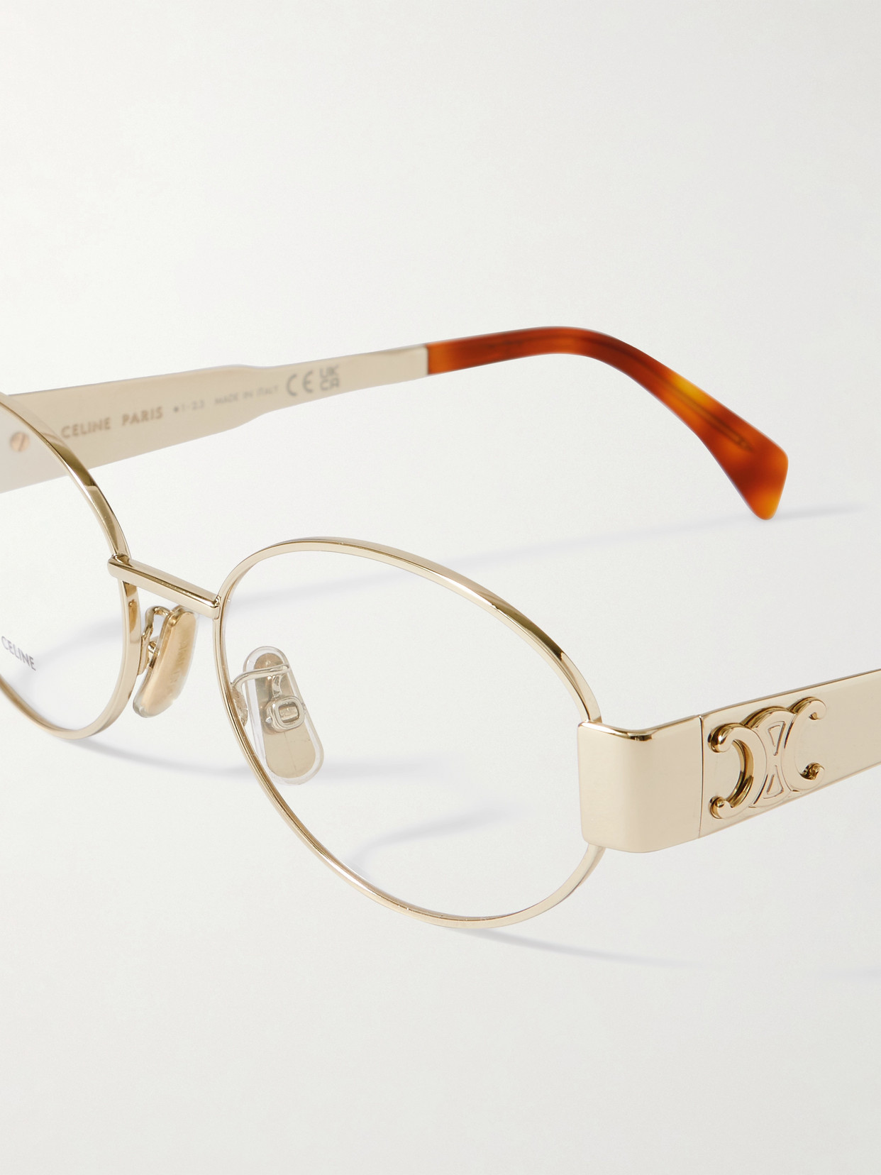 Celine Triomphe Oval-frame Gold-tone Optical Glasses In Gold