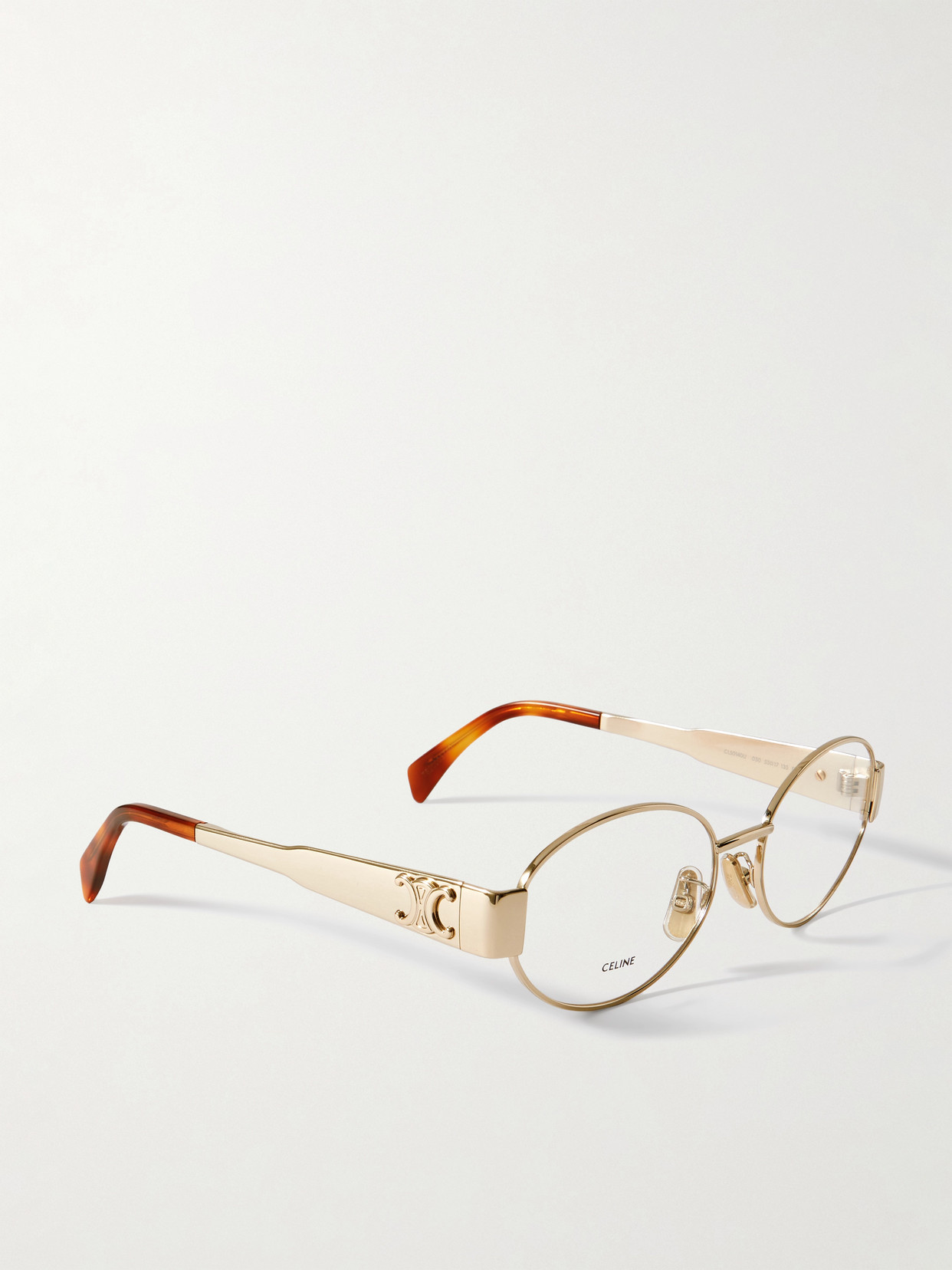 Celine Triomphe Oval-frame Gold-tone Optical Glasses In Gold