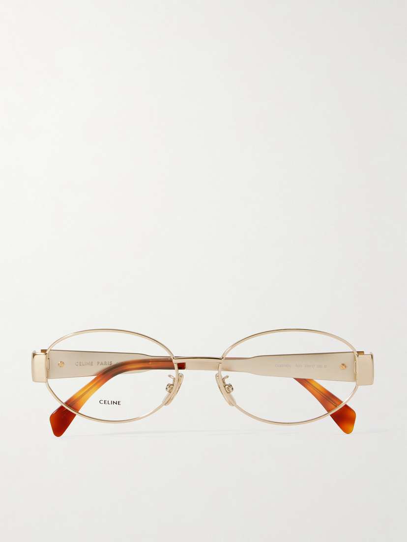 CELINE Eyewear Triomphe Oval-frame Gold-tone Optical Glasses
