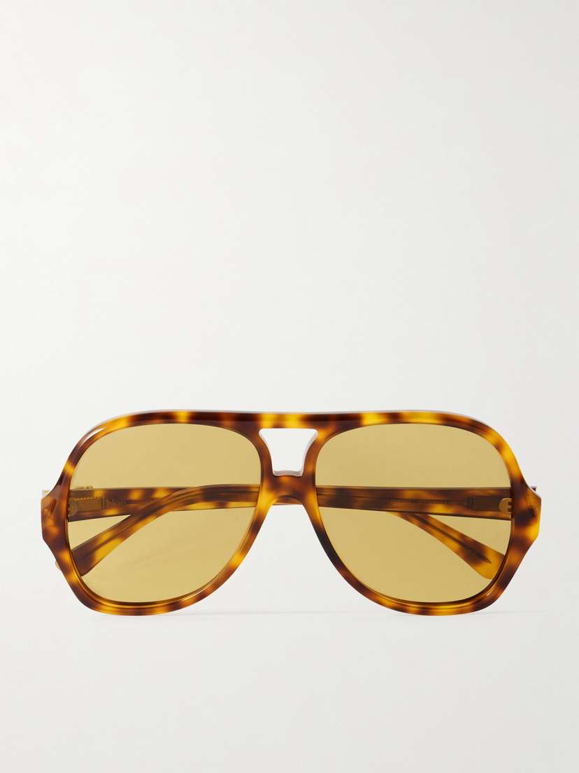 Chloé Salomé Aviator-style Tortoiseshell Acetate Sunglasses