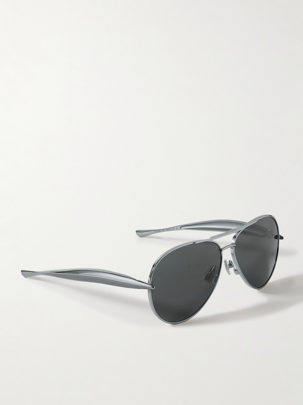 Bottega Veneta Sardine Aviator-style Silver-tone Sunglasses In Silver