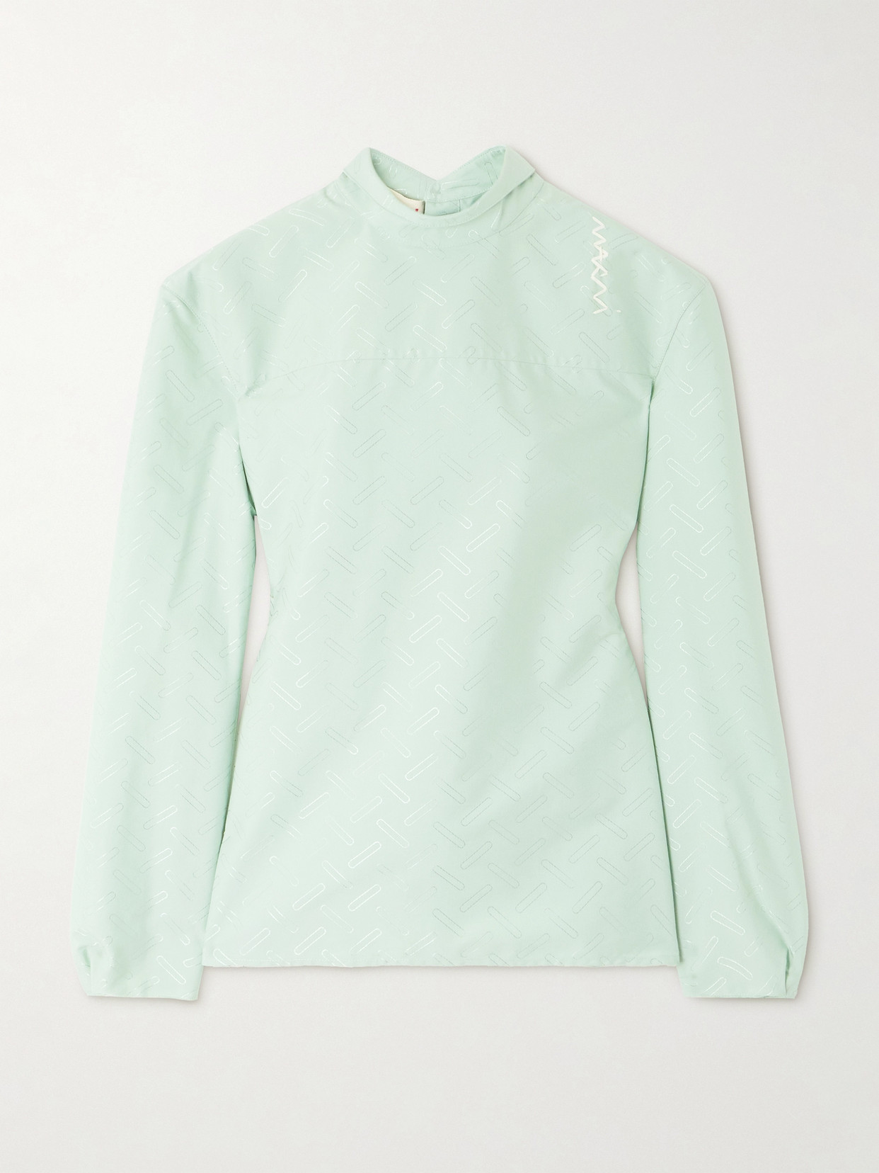 Marni Embroidered Cotton-blend Jacquard Blouse In Green