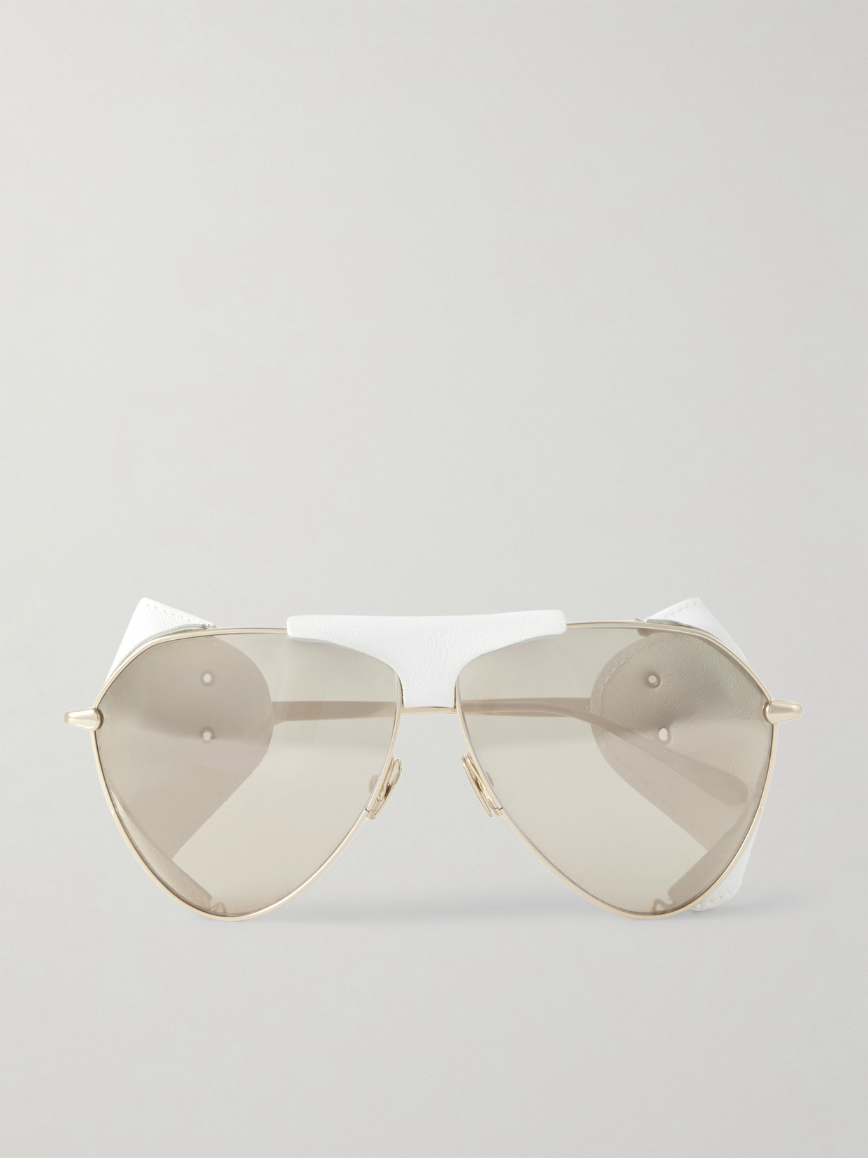 Alaïa Aviator-style Leather-trimmed Gold-tone Sunglasses
