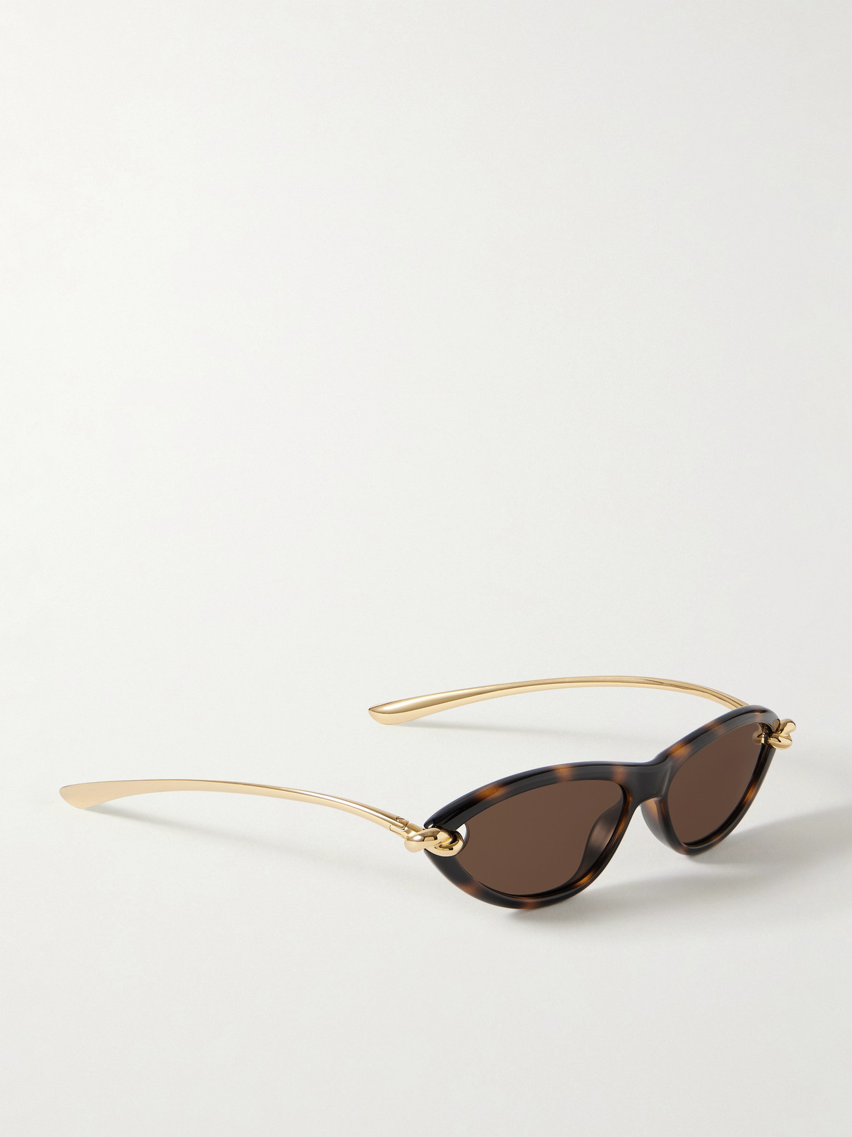 Bottega Veneta New Knot Cat-eye Acetate And Gold-tone Sunglasses In Tortoiseshell