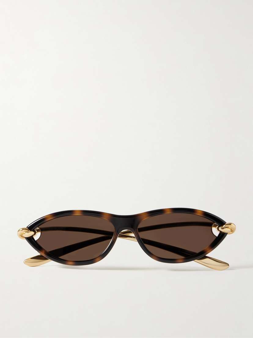 Bottega Veneta Eyewear New Knot Cat-eye Tortoiseshell Acetate And Gold-tone Sunglasses