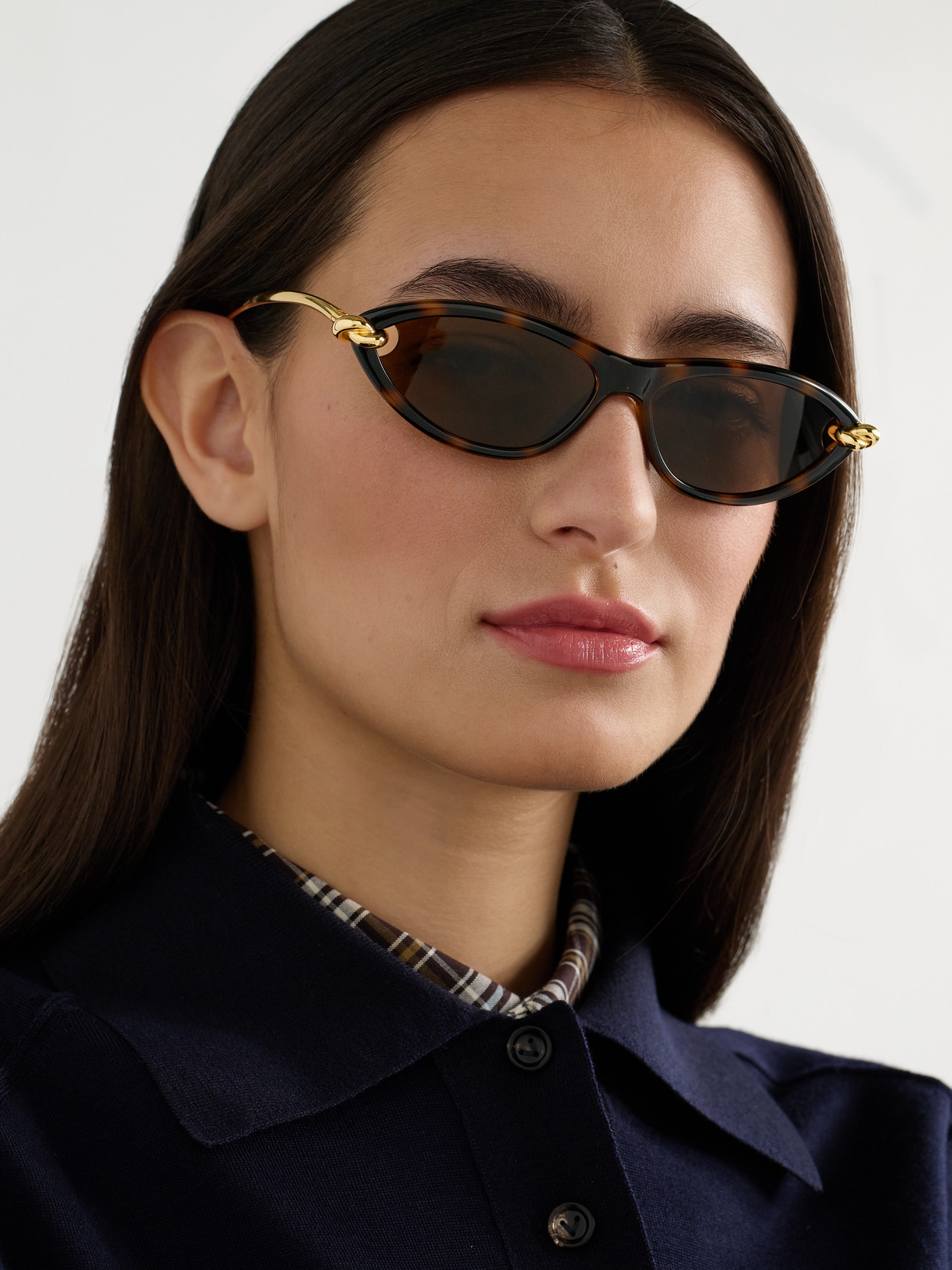 Bottega Veneta New Knot Cat-eye Acetate And Gold-tone Sunglasses In Tortoiseshell
