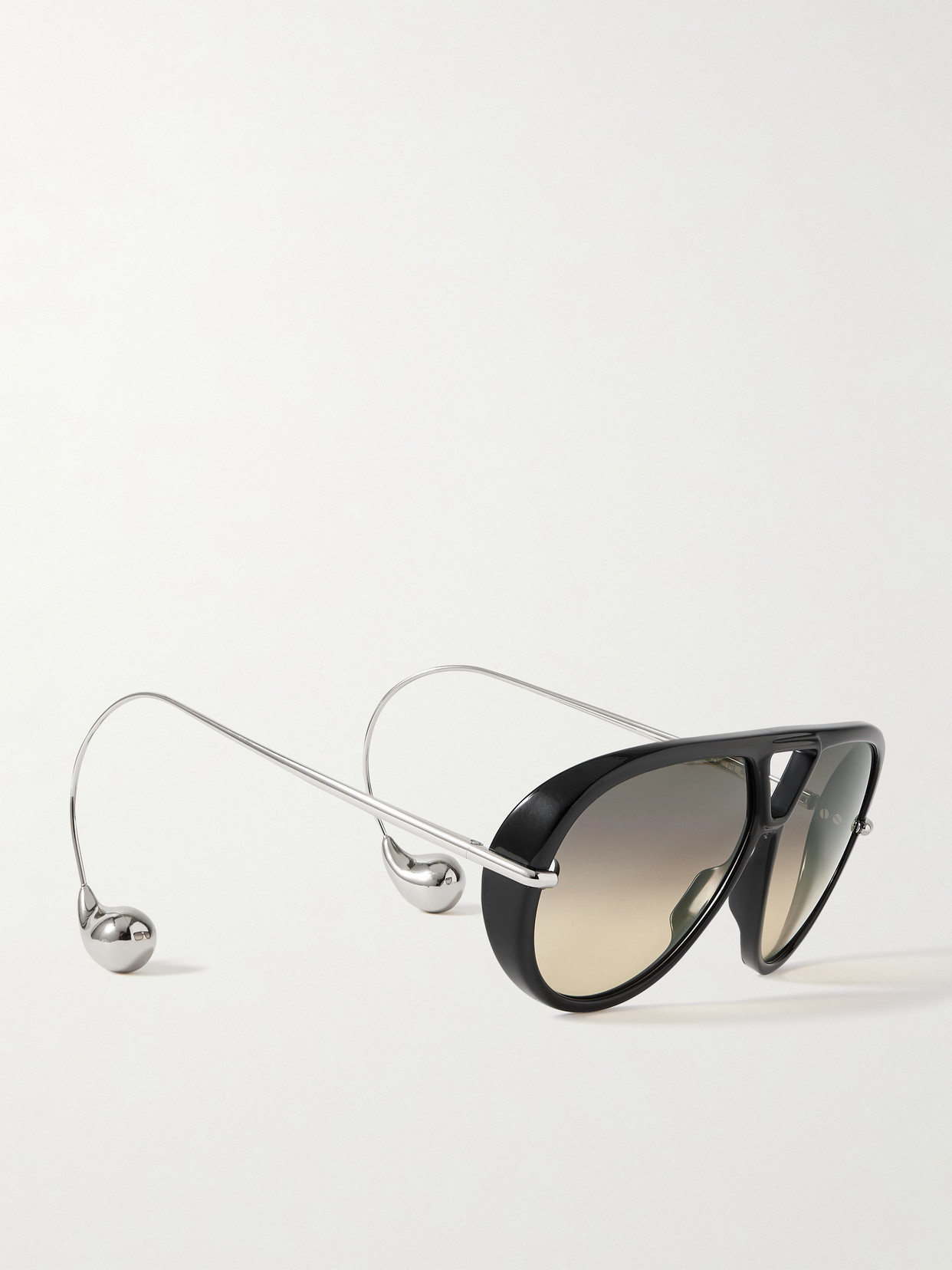 Bottega Veneta Aviator-style Acetate And Silver-tone Sunglasses In Silver