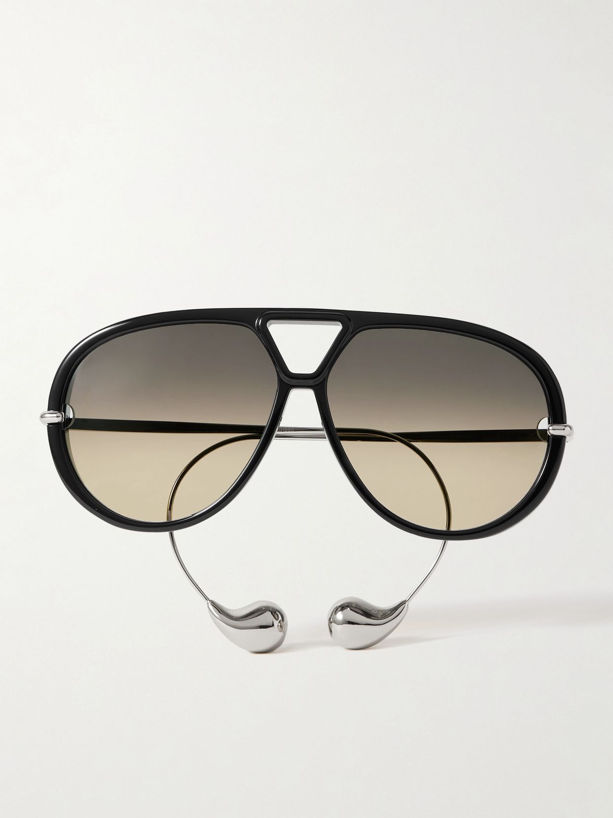 Aviator-style acetate and silver-tone sunglasses