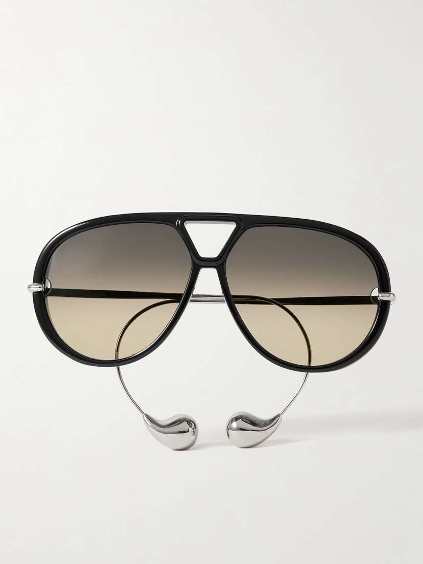 Bottega Veneta Eyewear Aviator-style Acetate And Silver-tone Sunglasses