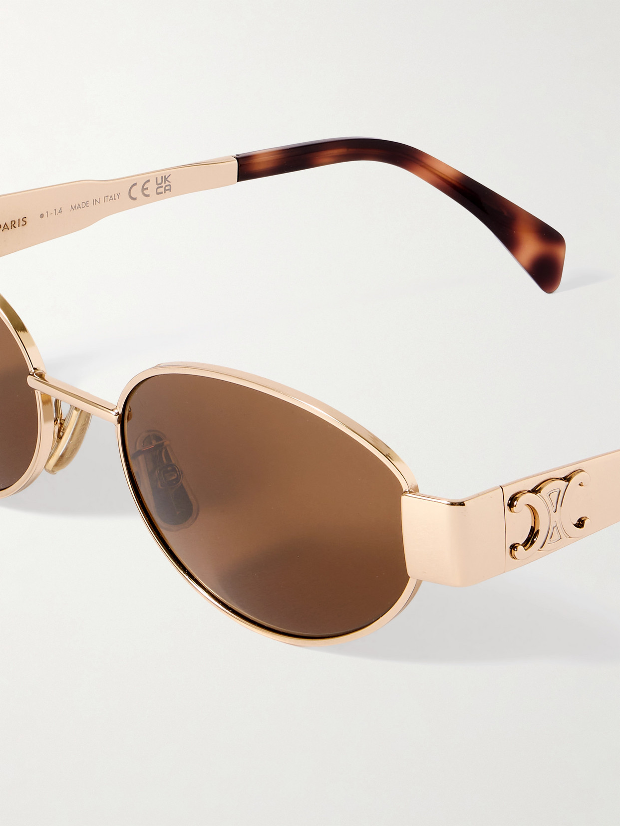 Celine Oval-frame Rose Gold-tone And Tortoiseshell Acetate Sunglasses In Gold