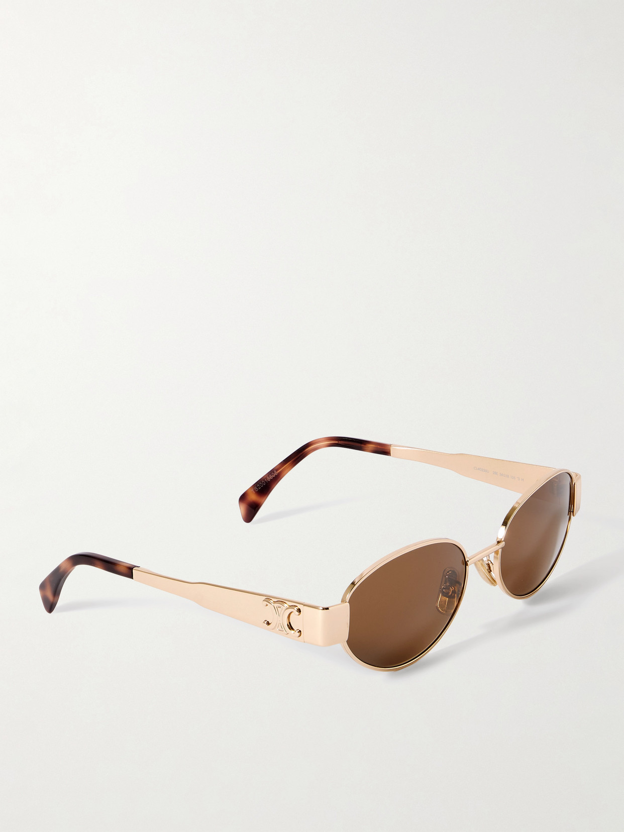 Celine Oval-frame Rose Gold-tone And Tortoiseshell Acetate Sunglasses In Gold
