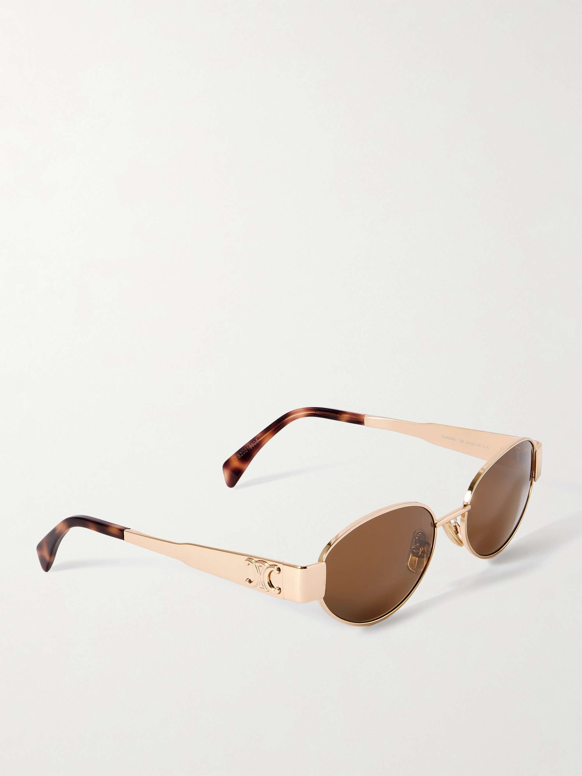 CELINE EYEWEAR Oval-frame silver-tone and acetate sunglasses