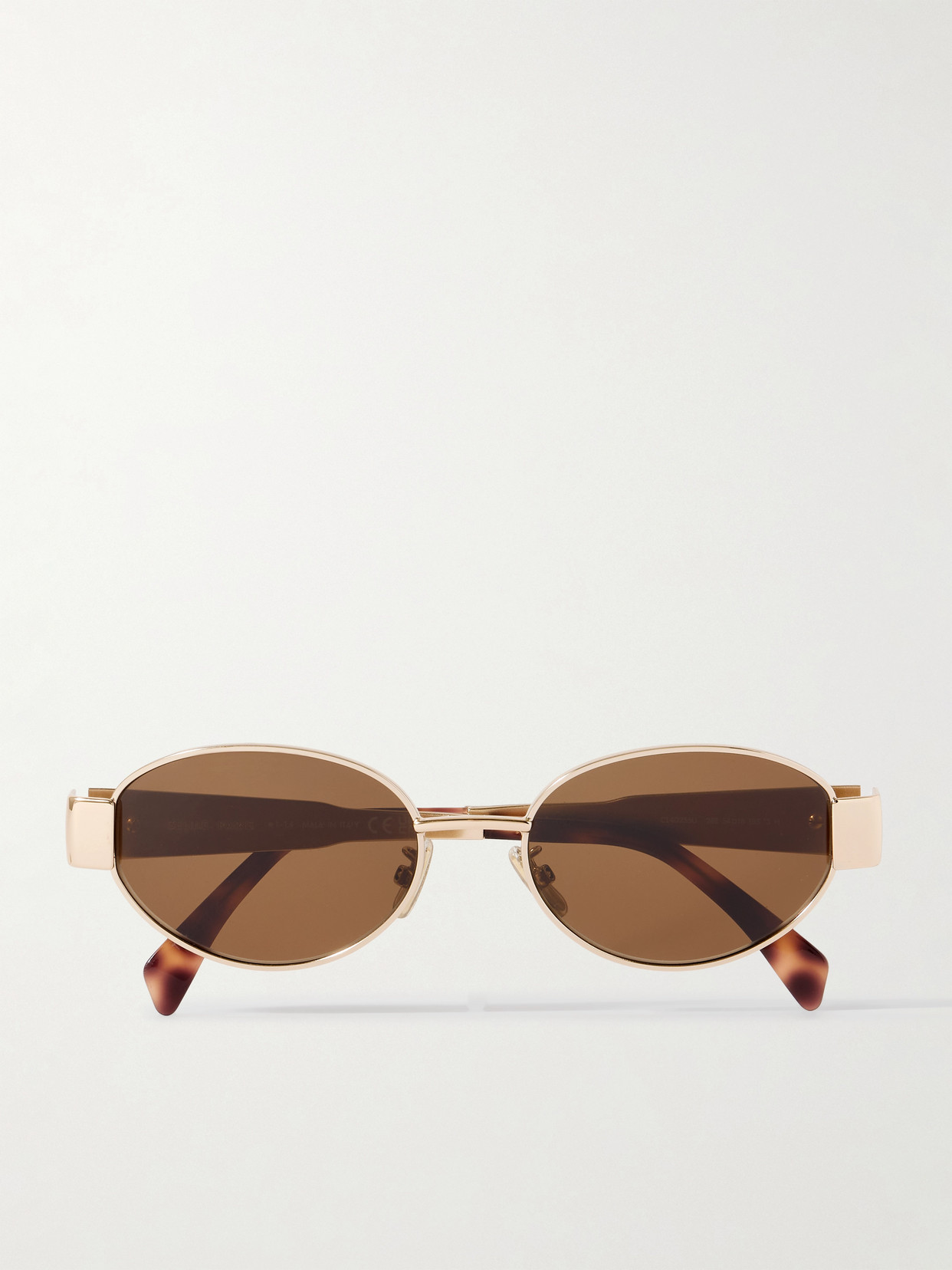 Celine Oval-frame Rose Gold-tone And Tortoiseshell Acetate Sunglasses