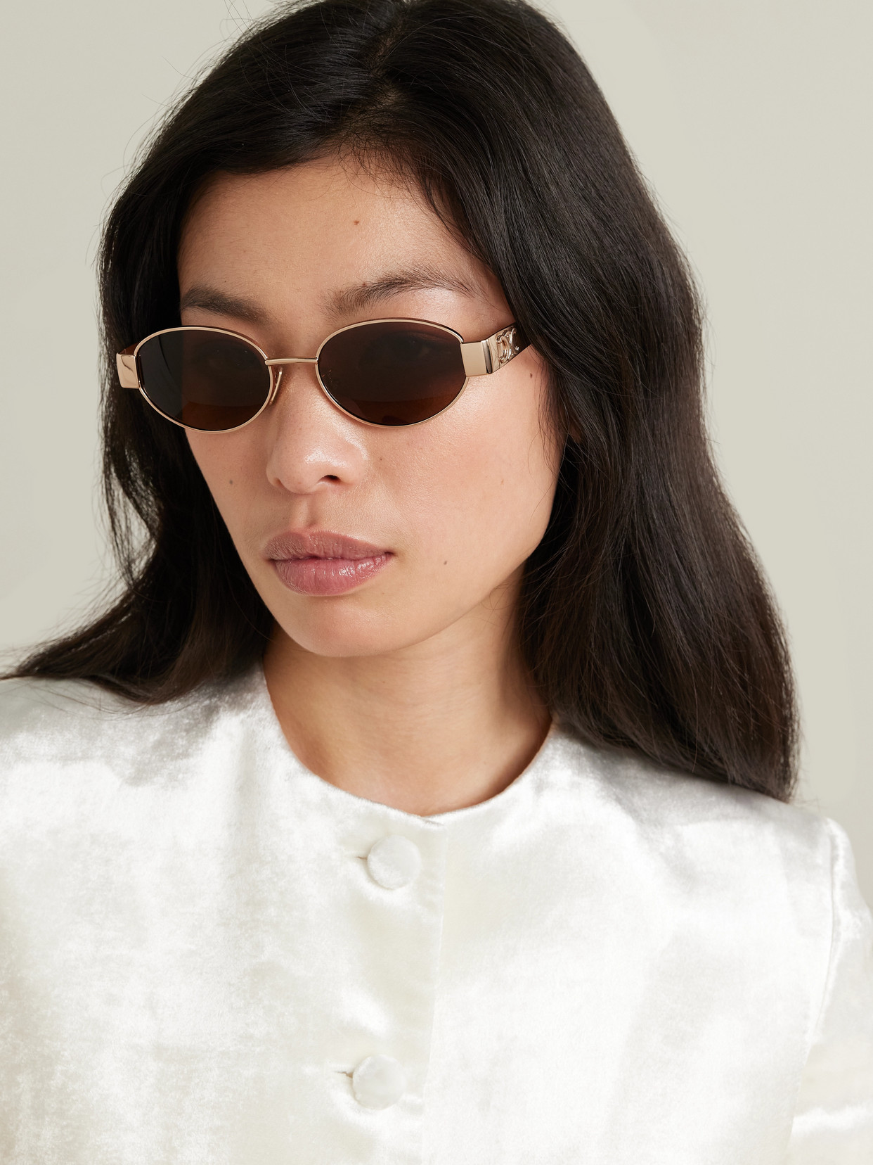 Celine Oval-frame Rose Gold-tone And Tortoiseshell Acetate Sunglasses In Gold