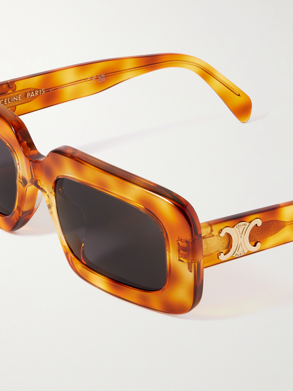 CELINE TRIOMPHE OVERSIZED SQUARE-FRAME TORTOISESHELL ACETATE SUNGLASSES 