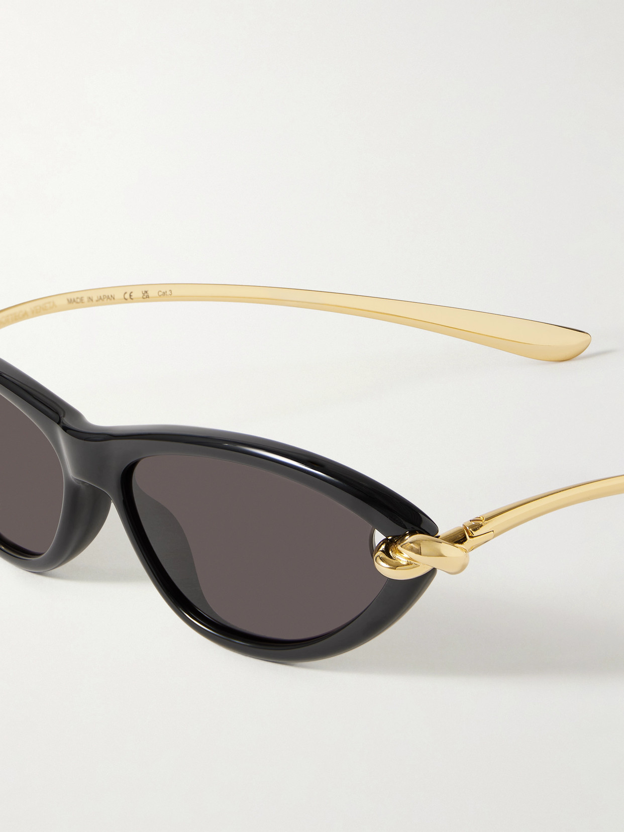 BOTTEGA VENETA NEW KNOT CAT-EYE ACETATE AND GOLD-TONE SUNGLASSES