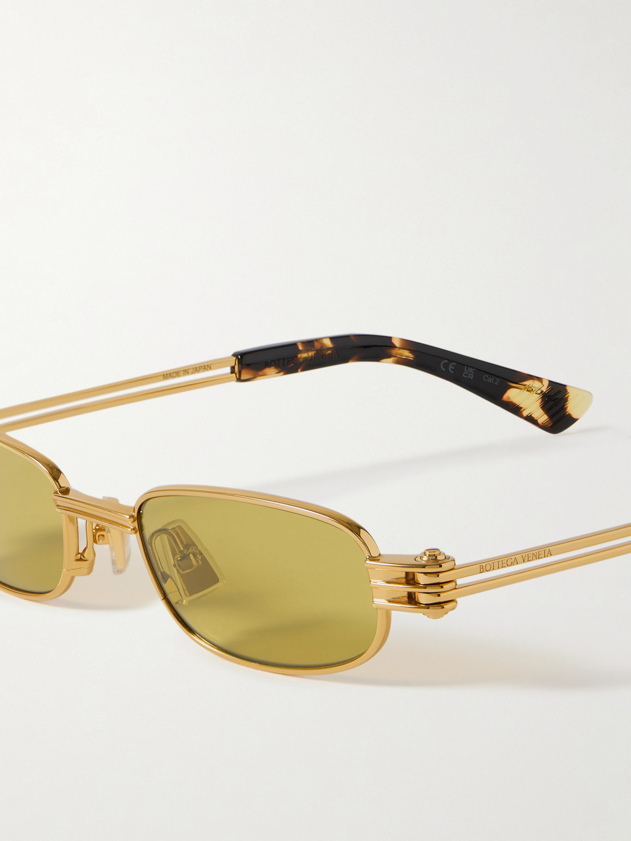 Bottega Veneta Rectangle-frame Gold-tone Sunglasses In Gold