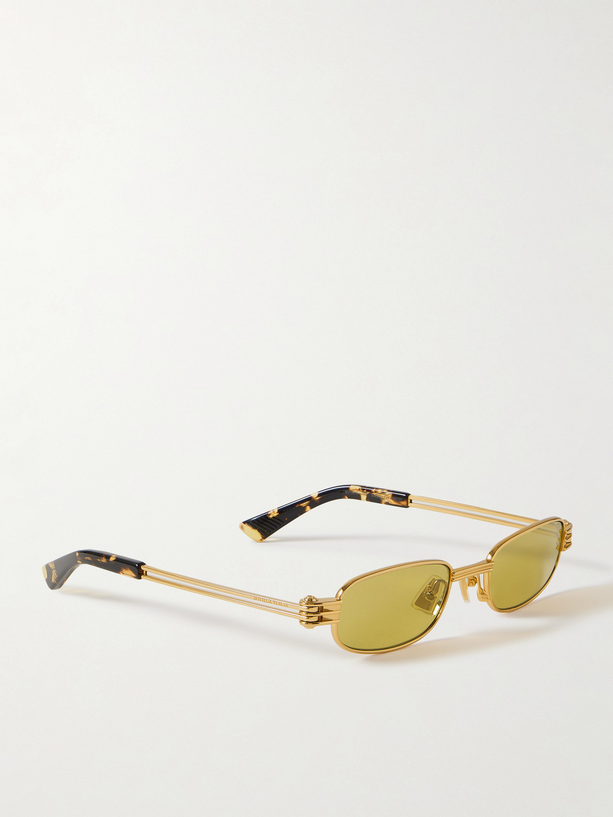 Bottega Veneta Rectangle-frame Gold-tone Sunglasses In Gold
