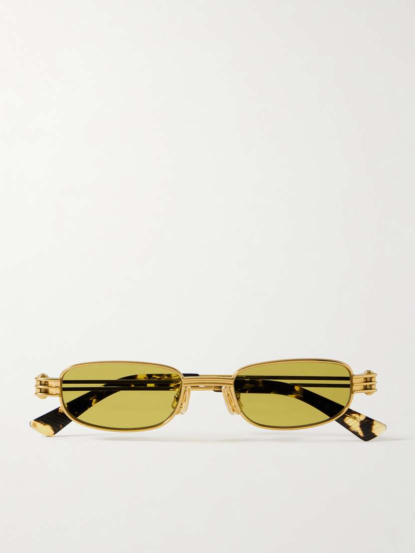 Bottega Veneta Eyewear Rectangle-frame Gold-tone Sunglasses