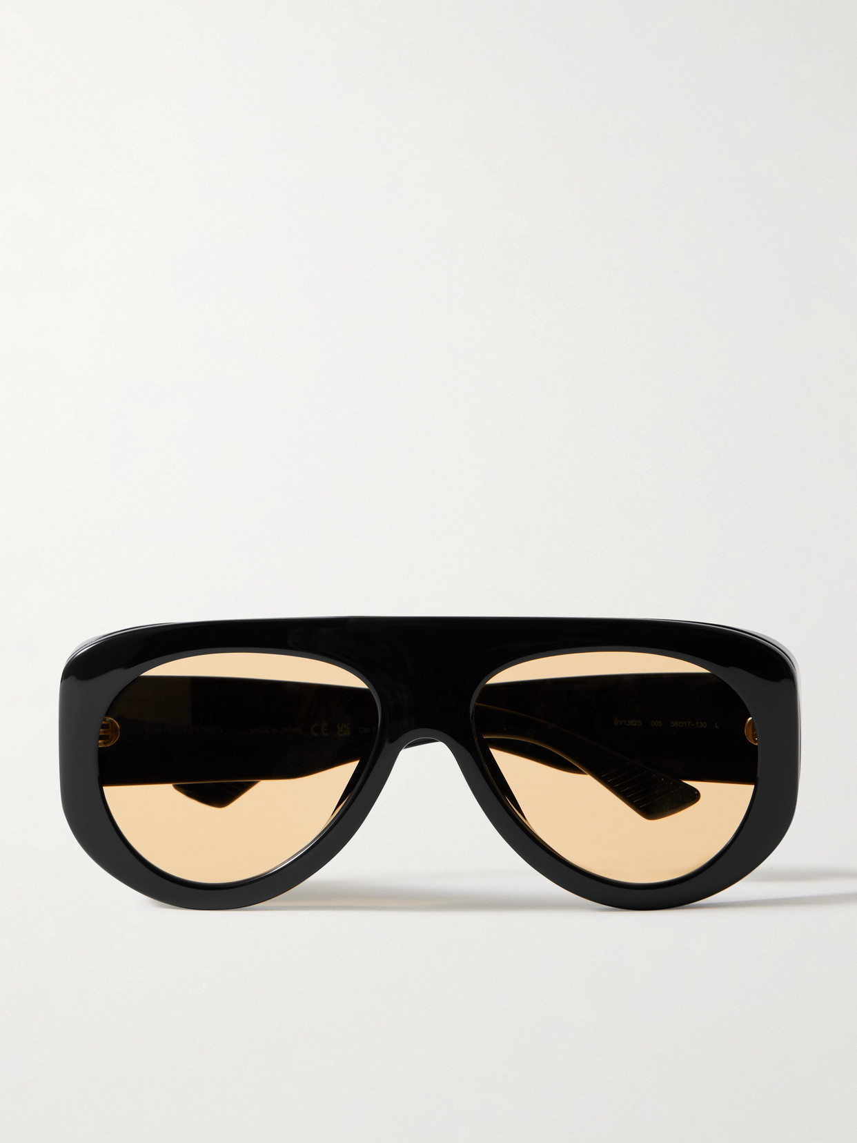 BOTTEGA VENETA EYEWEAR - Osservatorio Oversized Aviator-style Acetate Sunglasses - Black